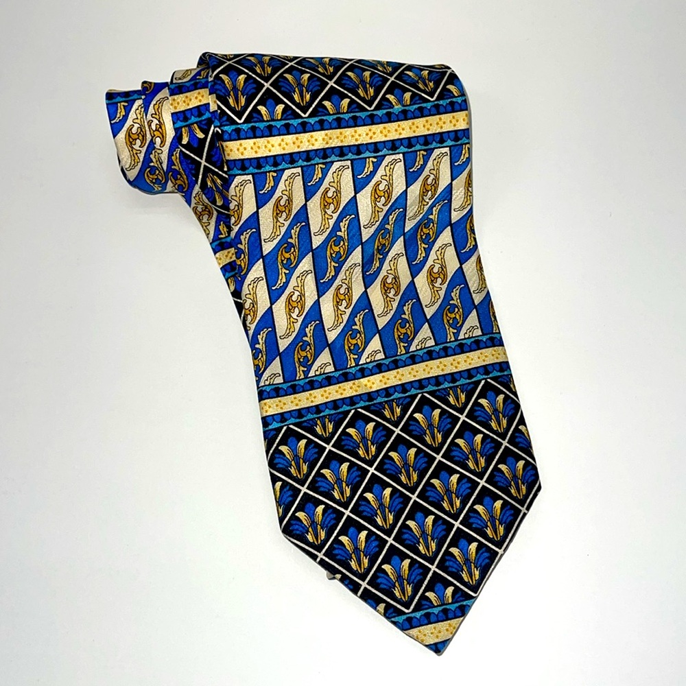 VITALIANO LUISELLI Linea Oro GOLD LINE Silk Elegant Blue and Gold Tie